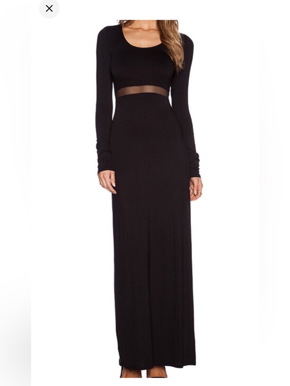 BCBGeneration Black Cutout Maxi Dress with Long Sleeves
